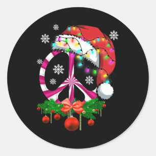 Frohe Weihnachten Frieden Zeichen mit Weihnachtsma Runder Aufkleber