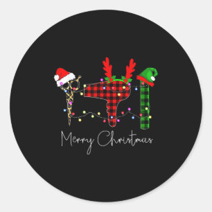 Frohe Weihnachten Friseur Lustiges Werkzeug Haarst Runder Aufkleber