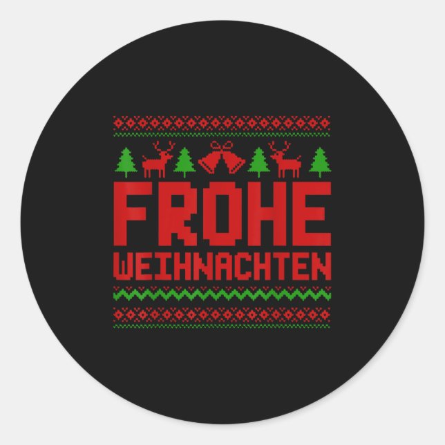 Frohe Weihnachten frohe Weihnachten auf Deutsch Fu Runder Aufkleber (Vorderseite)