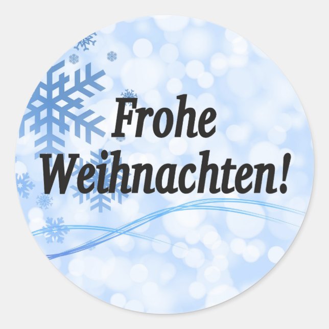Frohe Weihnachten! Frohe Weihnachten im Deutschen  Runder Aufkleber (Vorderseite)