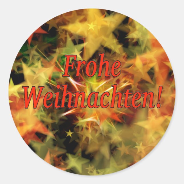 Frohe Weihnachten! Frohe Weihnachten in deutscher  Runder Aufkleber (Vorderseite)