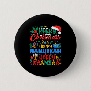 Frohe Weihnachten, frohes Chanukka und frohes Kwan Button