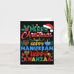 Frohe Weihnachten, frohes Chanukka und frohes Kwan Karte