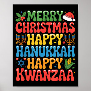 Frohe Weihnachten, frohes Chanukka und Kwanzaa-Zit Poster