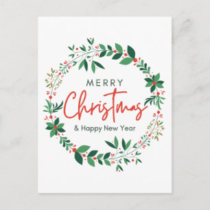 Frohe Weihnachten & Frohes Neues Jahr Florales Pos Postkarte