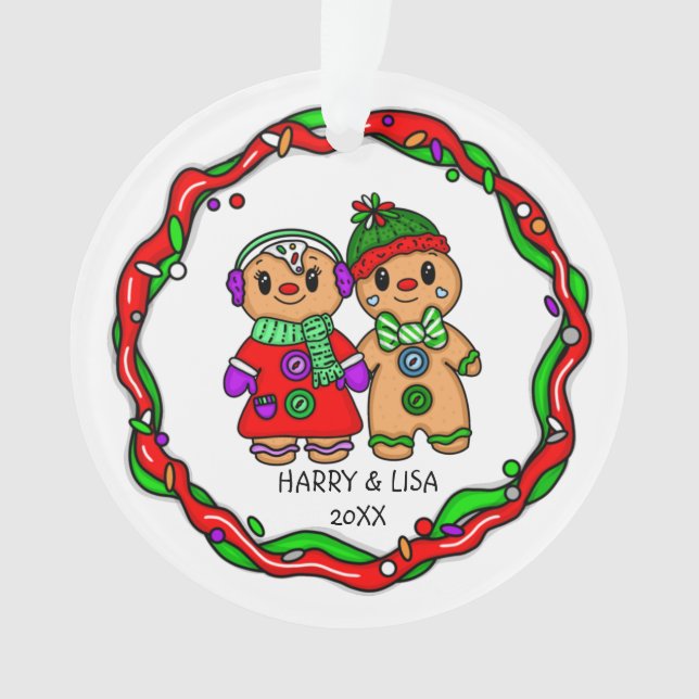Frohe Weihnachten | Frohes Neues Jahr | Gingerbrea Ornament (Vorderseite)