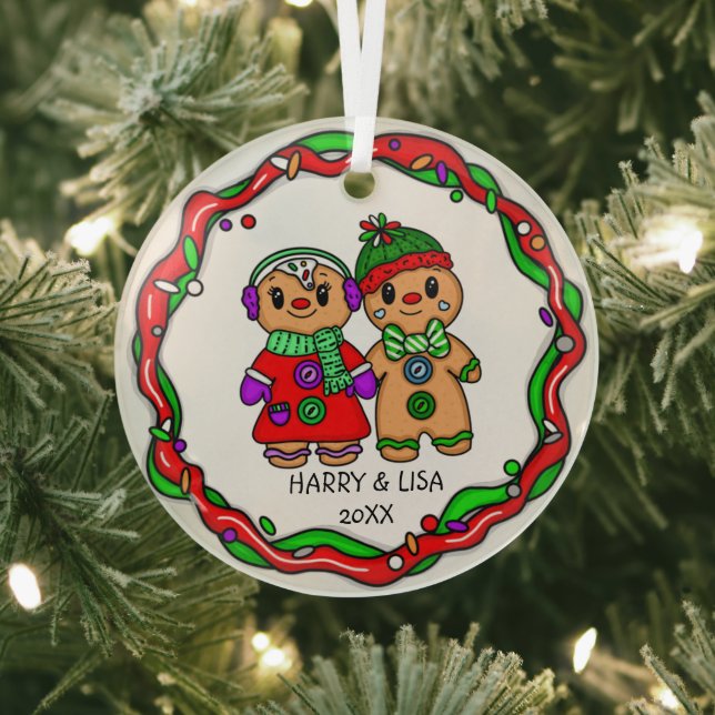 Frohe Weihnachten | Frohes Neues Jahr | Gingerbrea Ornament Aus Glas (InSitu)