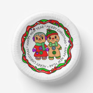 Frohe Weihnachten   Frohes Neues Jahr   Gingerbrea Pappteller