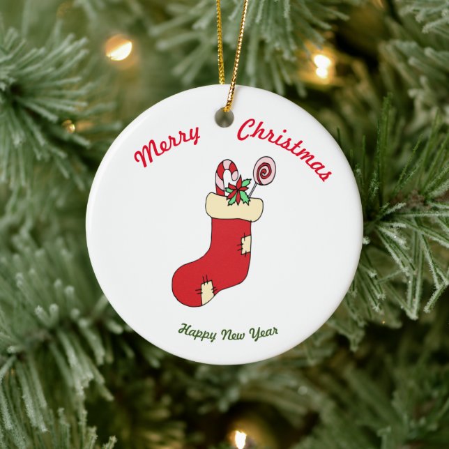 Frohe Weihnachten Frohes Neues Jahr Keramik Orname Keramik Ornament (Baum)