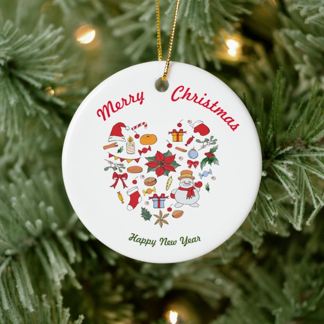 Frohe Weihnachten Frohes Neues Jahr Keramik Orname Keramik Ornament (Baum)