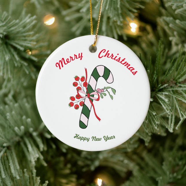 Frohe Weihnachten Frohes Neues Jahr Keramik Orname Ornament (Baum)