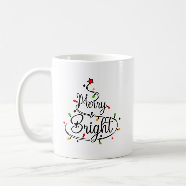 Frohe Weihnachten, fröhlich und hell, Weihnachten  Kaffeetasse (Links)