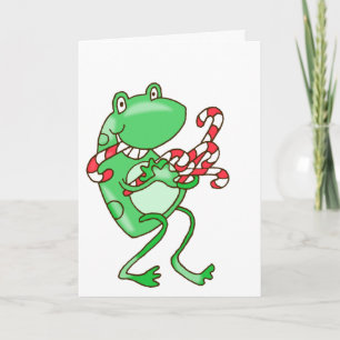 Frohe Weihnachten — Frosch, Candy Cane Xmas Karte