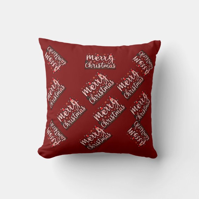 "Frohe Weihnachten: Frosty Elegance Fashion Design Kissen (Vorderseite)