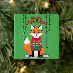 Frohe Weihnachten, Fuchs! Keramikornament