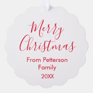 Frohe Weihnachten fügen Familienname Jahr einfach Ornament Karte