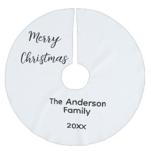 Frohe Weihnachten fügen Familienname Jahr Text cus Polyester Weihnachtsbaumdecke