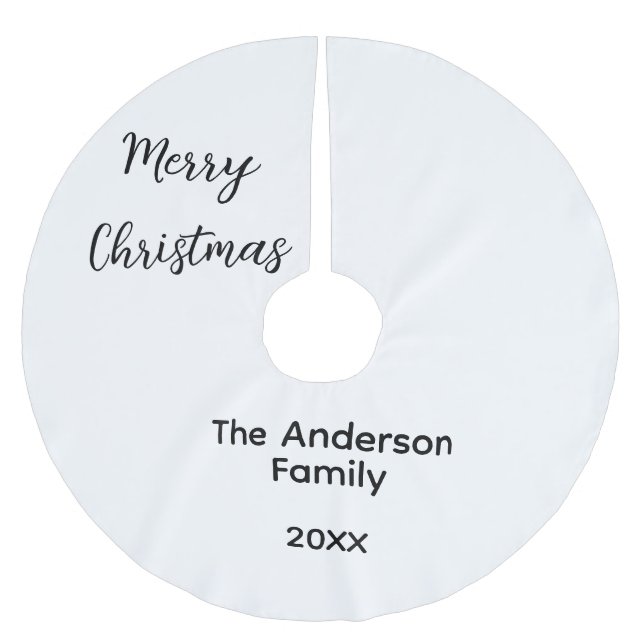 Frohe Weihnachten fügen Familienname Jahr Text cus Polyester Weihnachtsbaumdecke (Vorderseite)