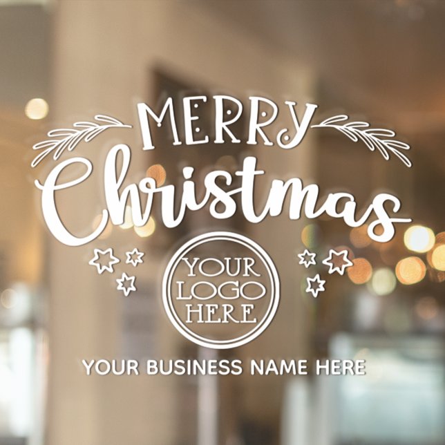 Frohe Weihnachten fügen Sie Ihr Logo und Ihren Fir Fensteraufkleber (Von Creator hochgeladen)