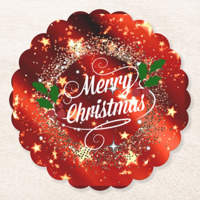 Frohe Weihnachten, Funkeln und Glitzer Untersetzer (Vorderseite)