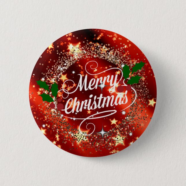 Frohe Weihnachten funkeln und leuchten Button (Vorderseite)