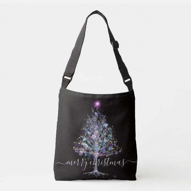 Frohe Weihnachten funkelnd Winterbaum Tragetaschen Mit Langen Trägern (Vorderseite)