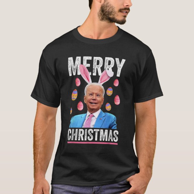 Frohe Weihnachten Funny Biden Verwirrung für Eas T-Shirt (Vorderseite)