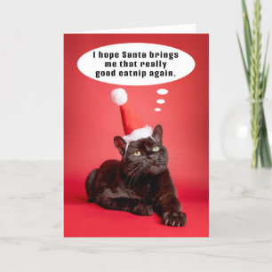 Frohe Weihnachten Funny Cat Denken Sie an Catnip S
