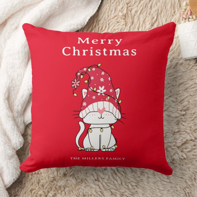 Frohe Weihnachten Funny Niedlich Cat Throw Kissen  (Decke)