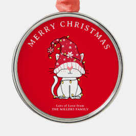 Frohe Weihnachten Funny Niedlich Christmas Cat Ornament Aus Metall