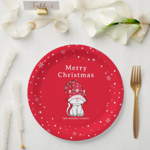 Frohe Weihnachten Funny Niedlich Christmas Cat Pappteller