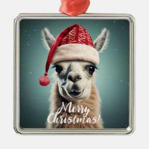 Frohe Weihnachten Funny Niedlich Lllama Alpaca Wei Ornament Aus Metall