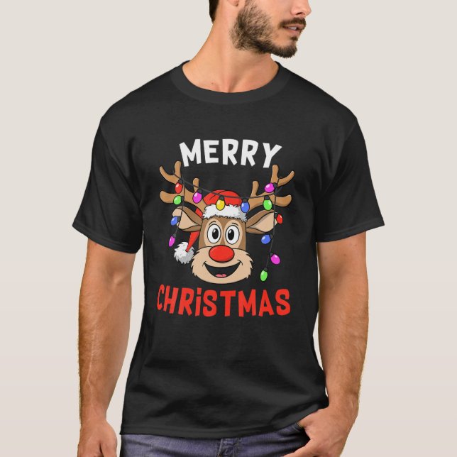 Frohe Weihnachten Funny Niedlich Rentier Geschenk  T-Shirt (Vorderseite)