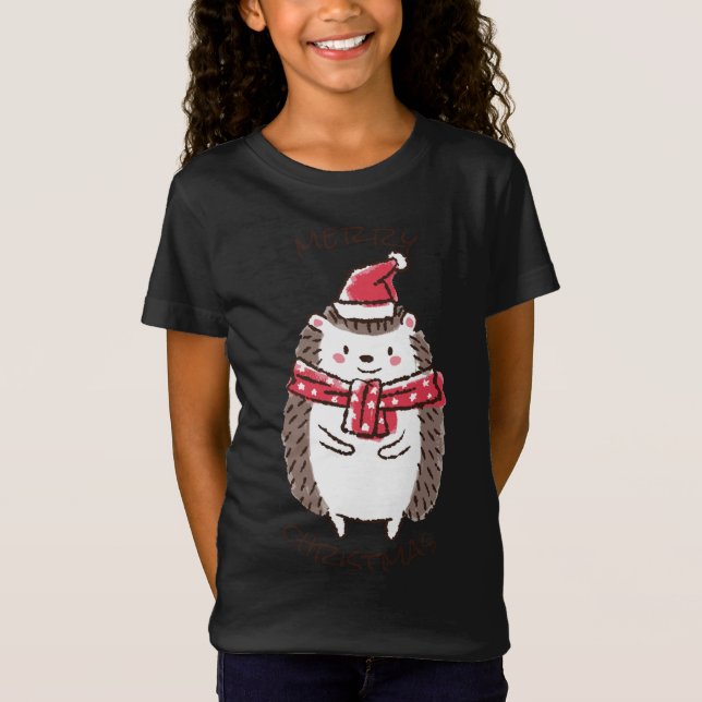 Frohe Weihnachten Funny Niedlichen Igel Weihnachts T-Shirt (Vorderseite)
