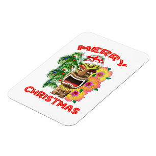 Frohe Weihnachten Funny Santa Tiki Magnet