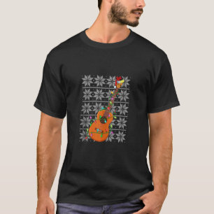 Frohe Weihnachten Funny Ukulele Xmas Lights Santa  T-Shirt