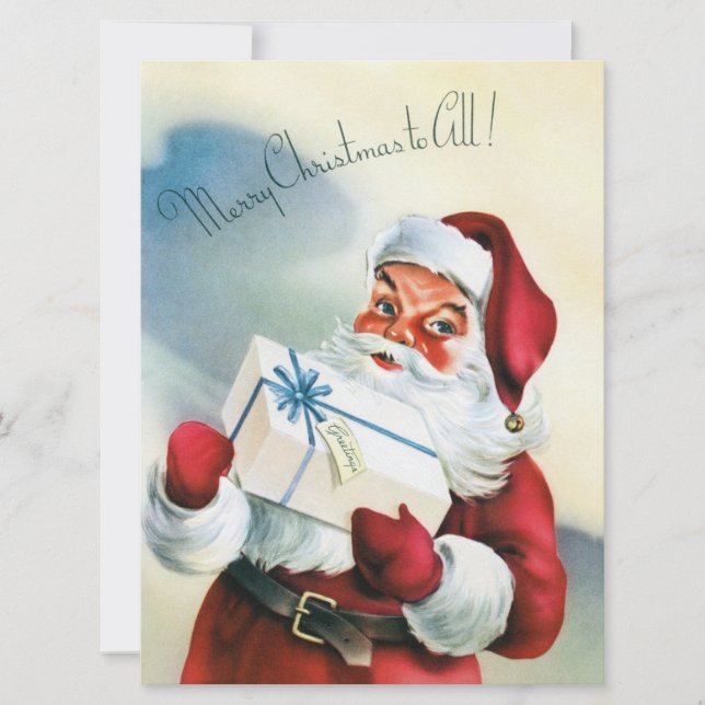 Frohe Weihnachten für alle (Vintager Weihnachtsman Karte (Vorderseite)