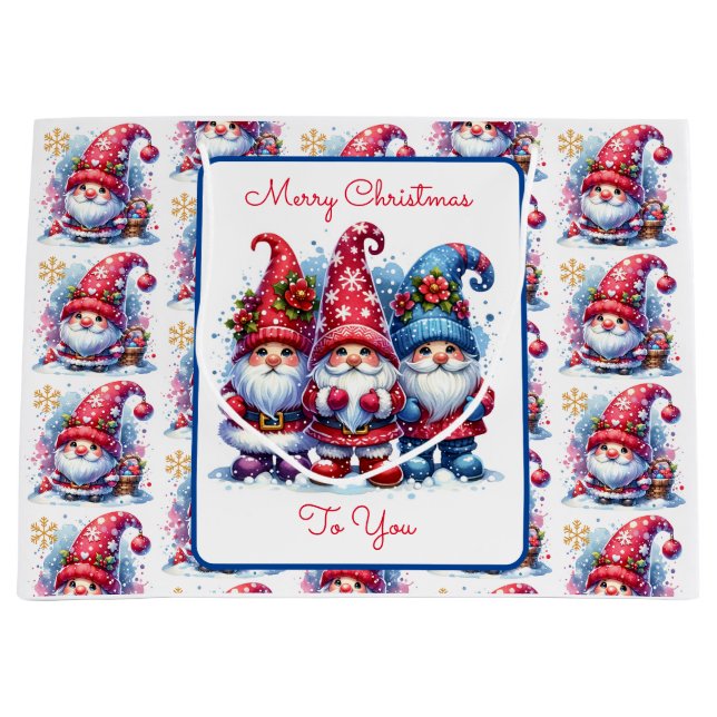 Frohe Weihnachten für dich | Holiday Gnomes Große Geschenktüte (Vorderseite)
