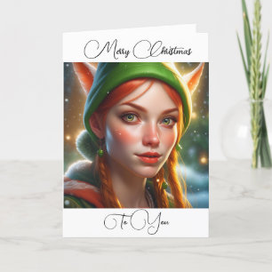 Frohe Weihnachten für dich Niedlich Elf Dankeskarte