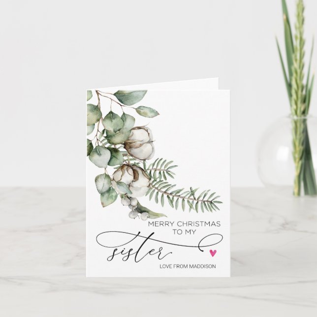Frohe Weihnachten für die Schwester von Geschwiste Karte (Vorderseite)