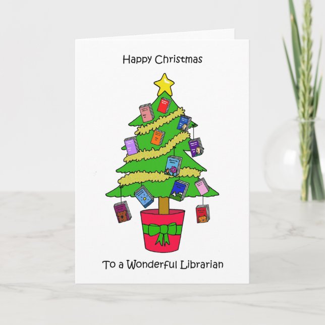 Frohe Weihnachten für einen wunderbaren Bibliothek Karte (Vorderseite)