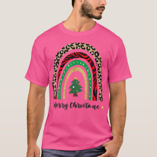 Frohe Weihnachten für Frauen Xmas Leopard Tree137 T-Shirt