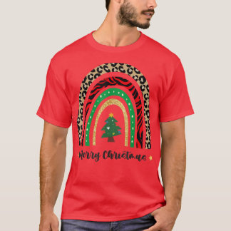 Frohe Weihnachten für Frauen Xmas Leopard Tree T-Shirt