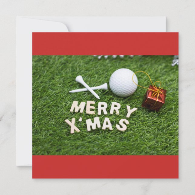 Frohe Weihnachten für Golfer mit Golfball und Gesc (Vorderseite)