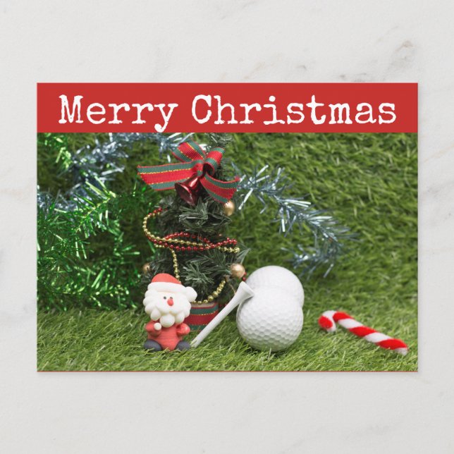 Frohe Weihnachten für Golfer mit Weihnachten und W Postkarte (Vorderseite)