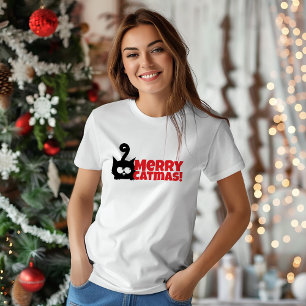 Frohe Weihnachten für Katzenmamas lustiges rotes T T-Shirt