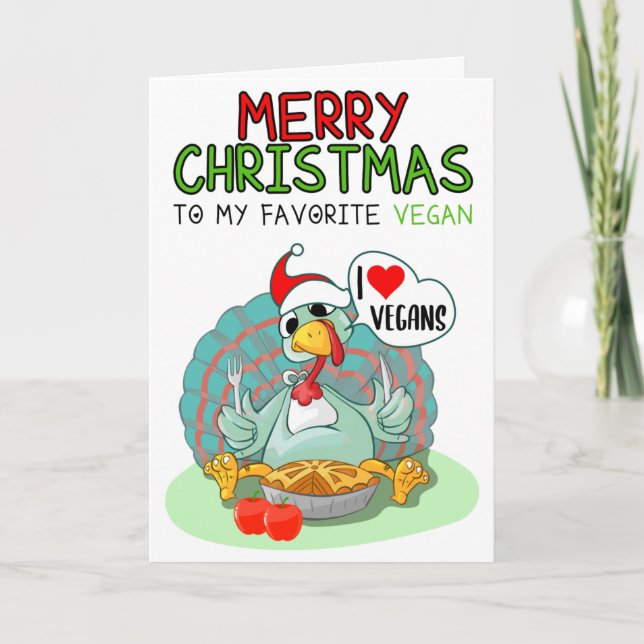 Frohe Weihnachten für meine Lieblings-Vegan Karte (Vorderseite)
