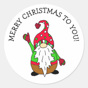 Frohe Weihnachten für Sie Niedlich Gnome Weihnacht Runder Aufkleber