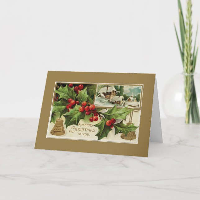 Frohe Weihnachten für Sie Vintage Grußkarte (Vorderseite)