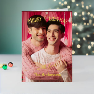 Frohe Weihnachten Gay Retro Rosa   Benutzerdefinie
